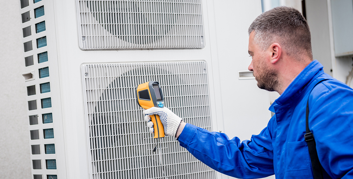 Man testing air quality