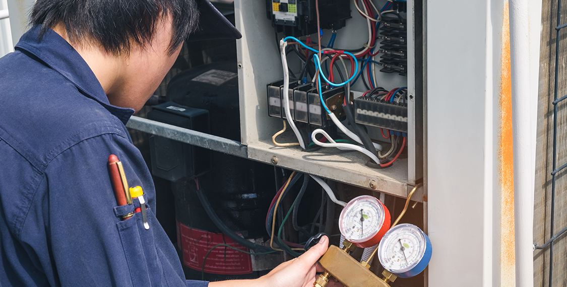 Man testing a furnace